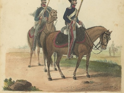 Strzelcy z 1. Pułku Strzelców Konnych, ryc. J. Lex z 1826 r.