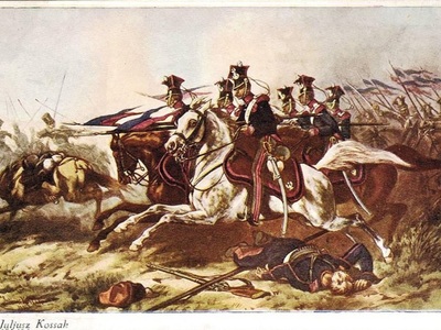 Szarża ułanów w 1831 r., mal. J. Kossak