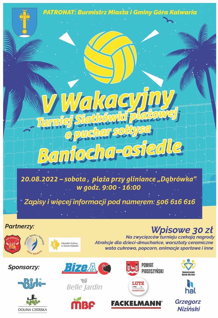 Zaproszenie na wakacyjny turniej siatkówki do Baniochy 