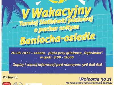 Zaproszenie na wakacyjny turniej siatkówki do Baniochy 