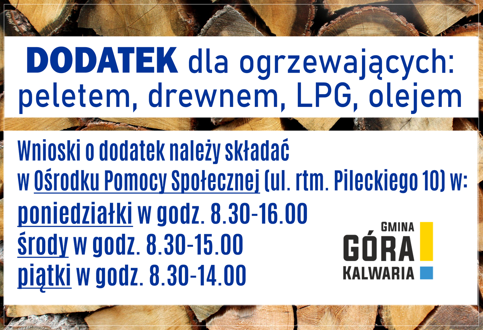 Dodatek dla gospodarstw domowych wykorzystujących do ogrzewania drewno, pelet 
