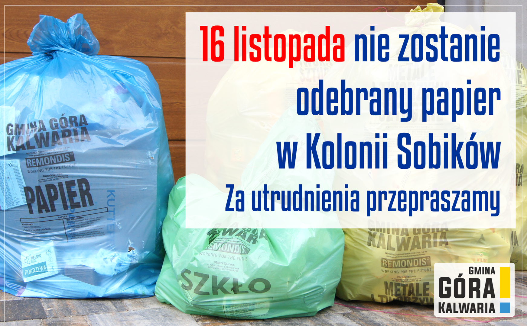 Odbiór odpadów z Kolonii Sobików