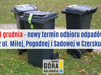 Nowy termin odbioru odpadów z trzech ulic w Czersku