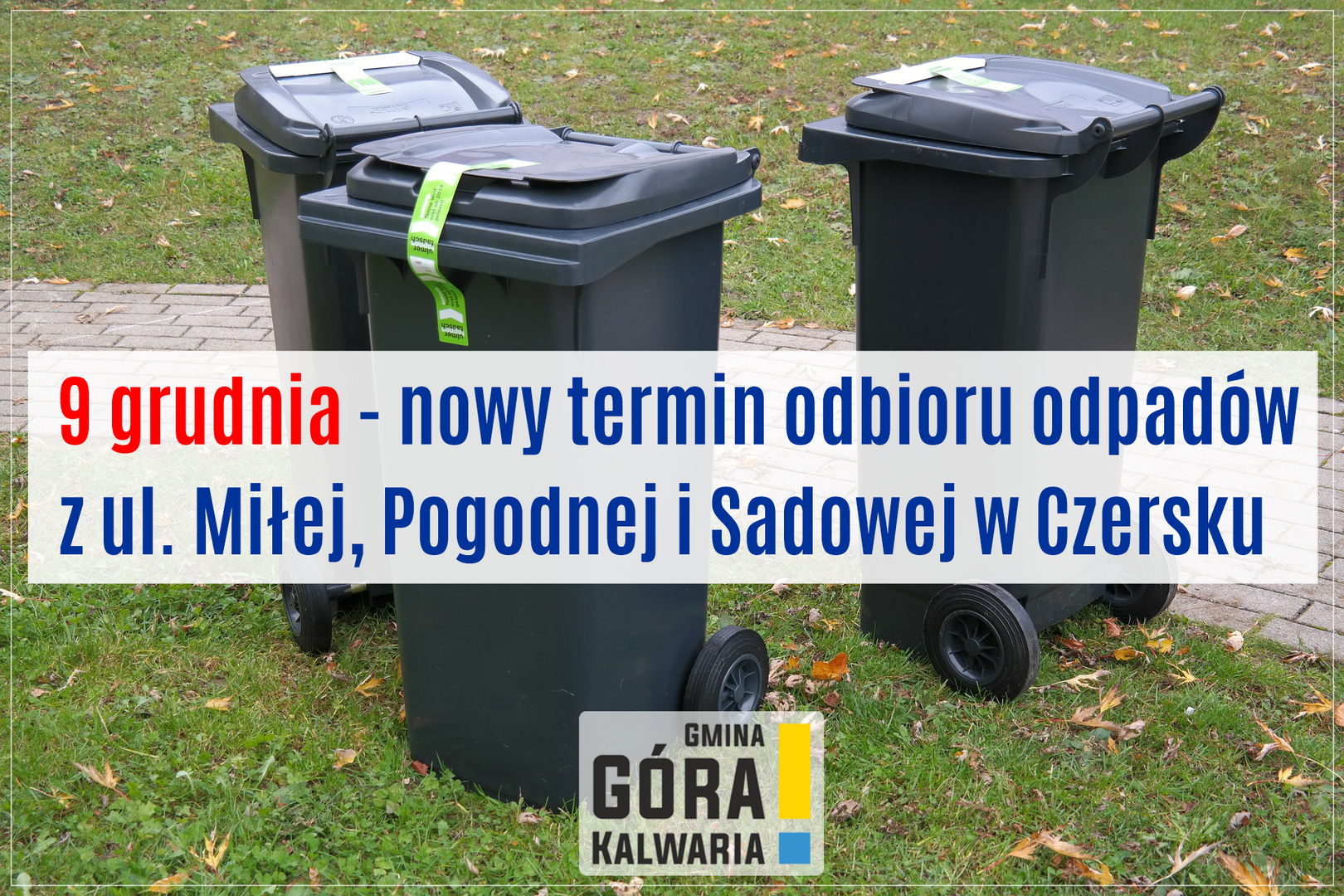 Nowy termin odbioru odpadów z trzech ulic w Czersku