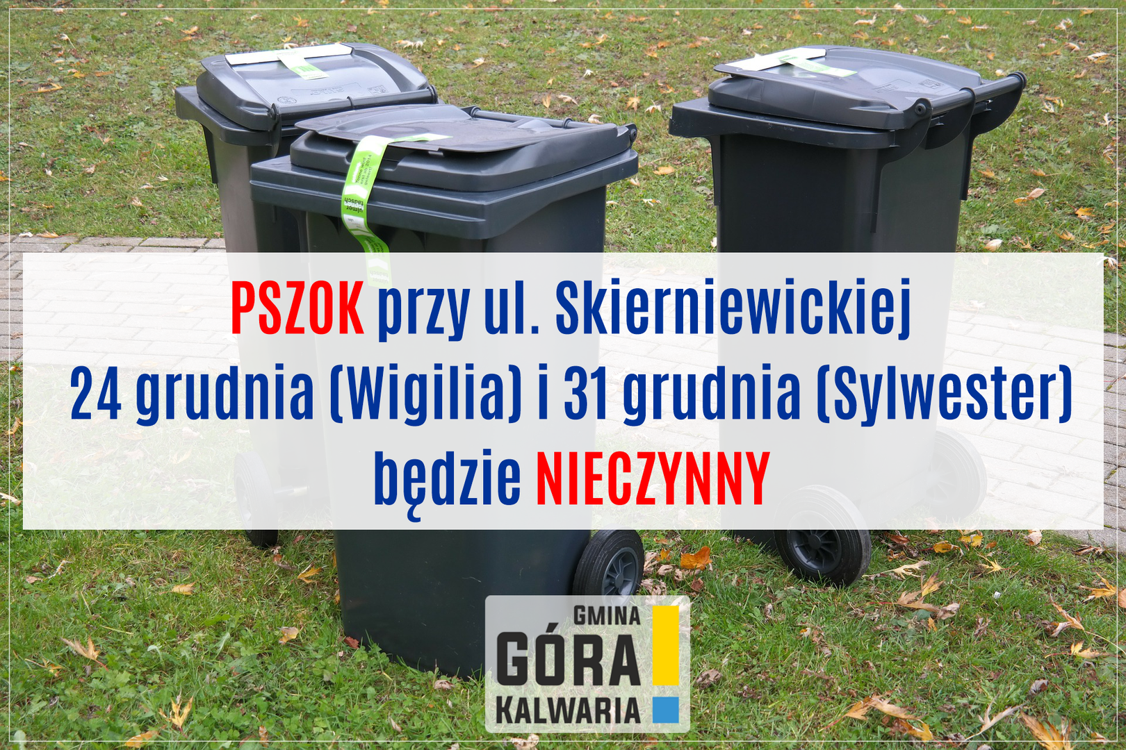 PSZOK nieczynny 24 i 31 grudnia