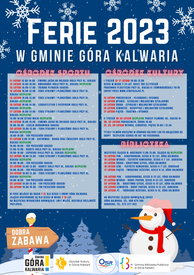 Ferie zimowe w gminie Góra Kalwaria