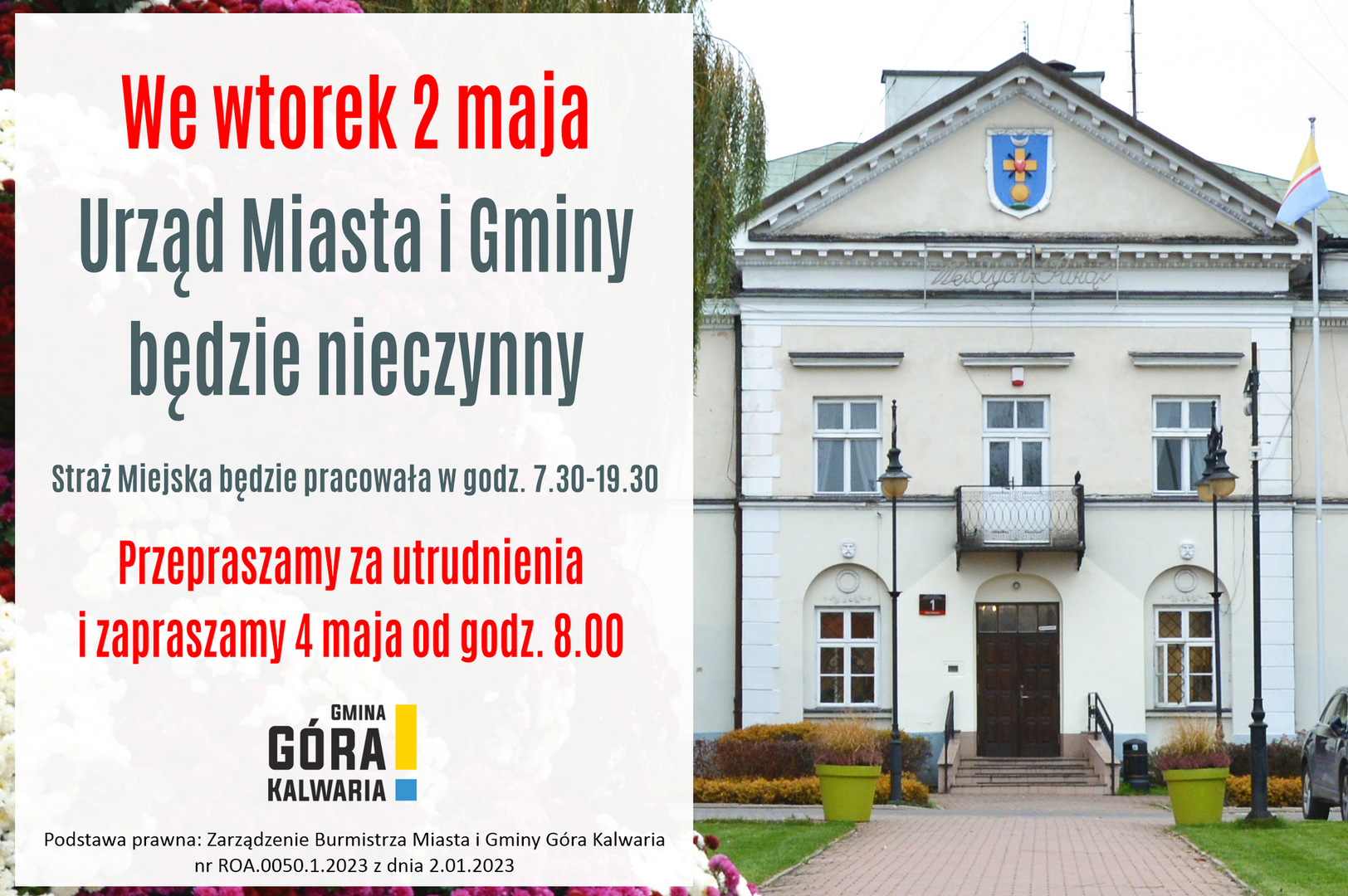 2 maja urząd będzie nieczynny