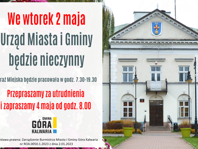 2 maja urząd będzie nieczynny