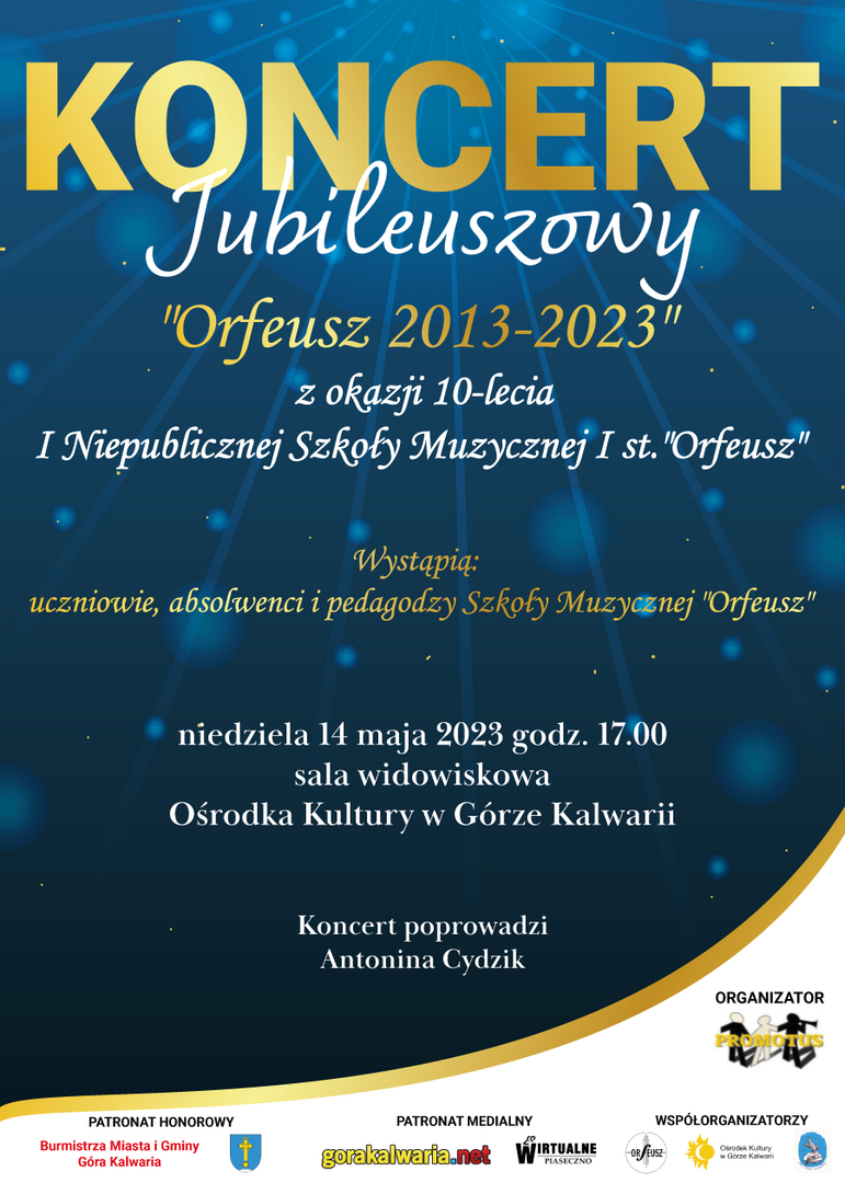 Zaproszenie na koncert jubileuszowy szkoły muzycznej "Orfeusz"
