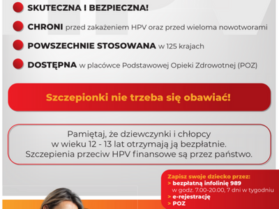 Bezpłatne szczepienia nastolatków przeciwko HPV