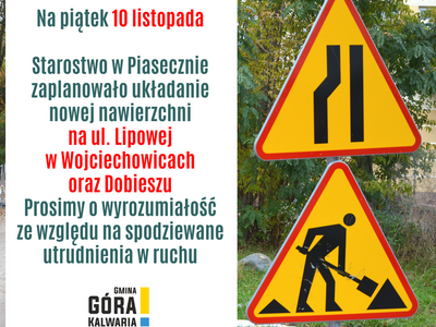Utrudnienia drogowe w Dobieszu i Wojciechowicach