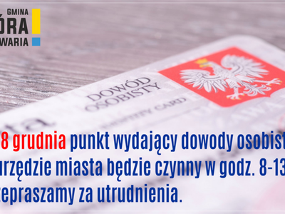 Punkt wydawania dowodów osobistych czynny z ograniczeniami