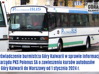 Oświadczenie burmistrza w sprawie planowanego zawieszenia kursów autobusów PKS Polonus S.A.