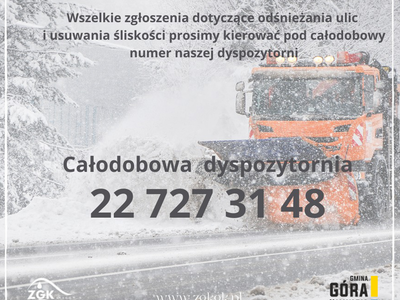 Utrzymanie zimowe dróg - infolinia Zakładu Gospodarki Komunalnej
