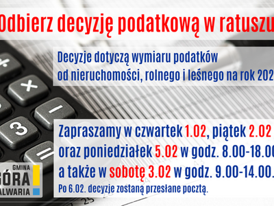 Urząd otwarty dłużej i w sobotę dla odbierających decyzje podatkowe