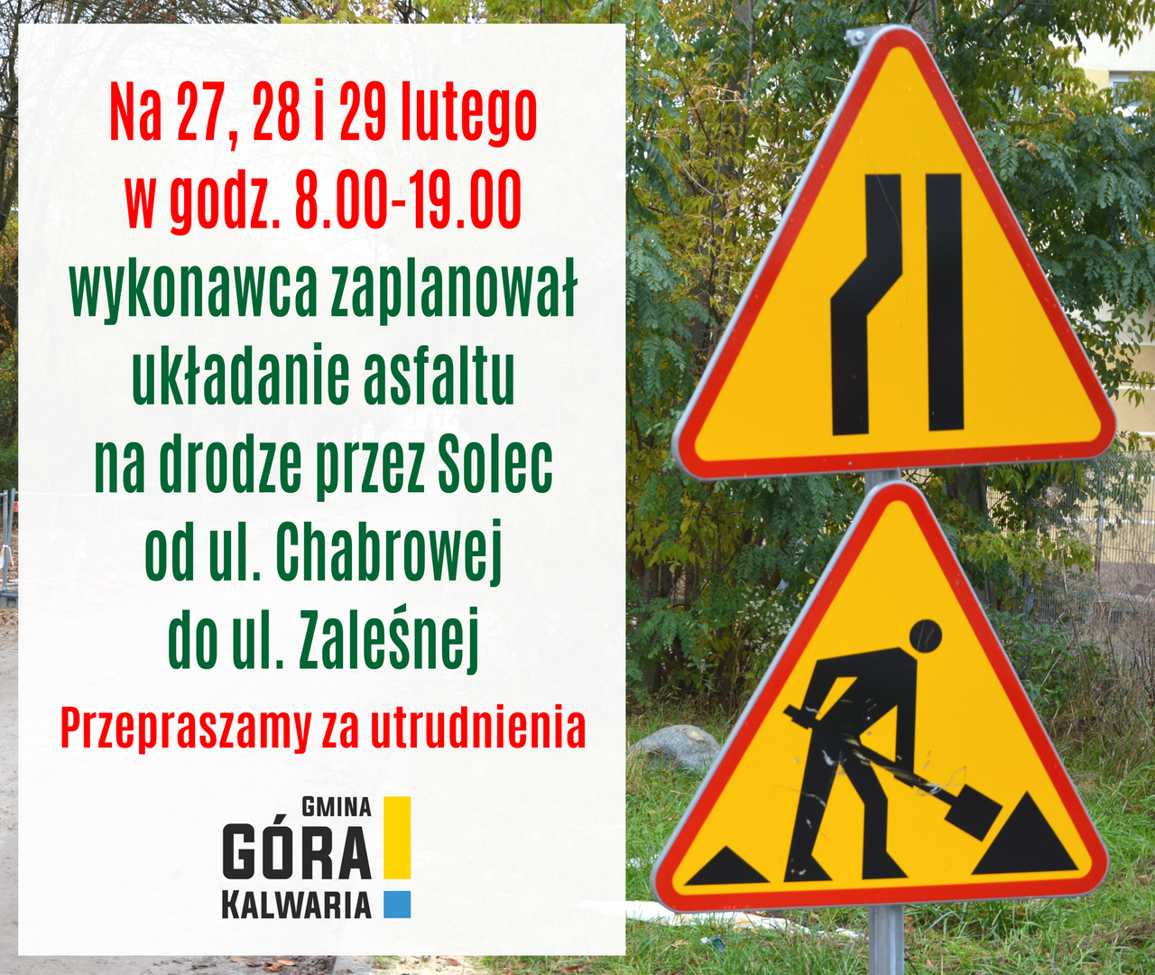 Utrudnienia na drodze w Solcu - będą układali asfalt