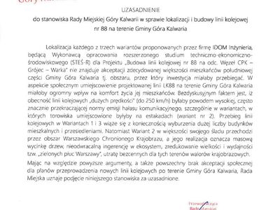 Stanowisko Rady Miejskiej w sprawie zaproponowanych rozwiązań