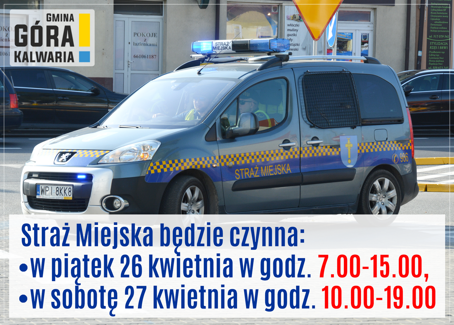 W piątek i sobotę Straż Miejska będzie pracowała krócej