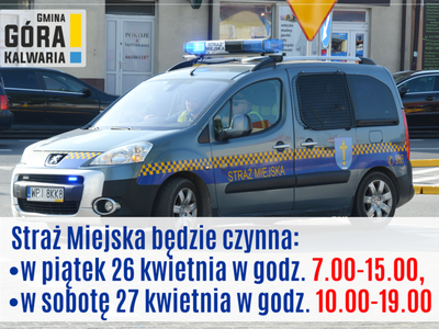W piątek i sobotę Straż Miejska będzie pracowała krócej