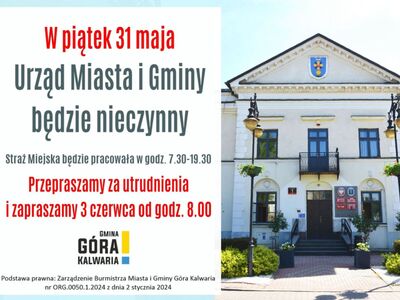 W piątek po Bożym Ciele urząd będzie nieczynny