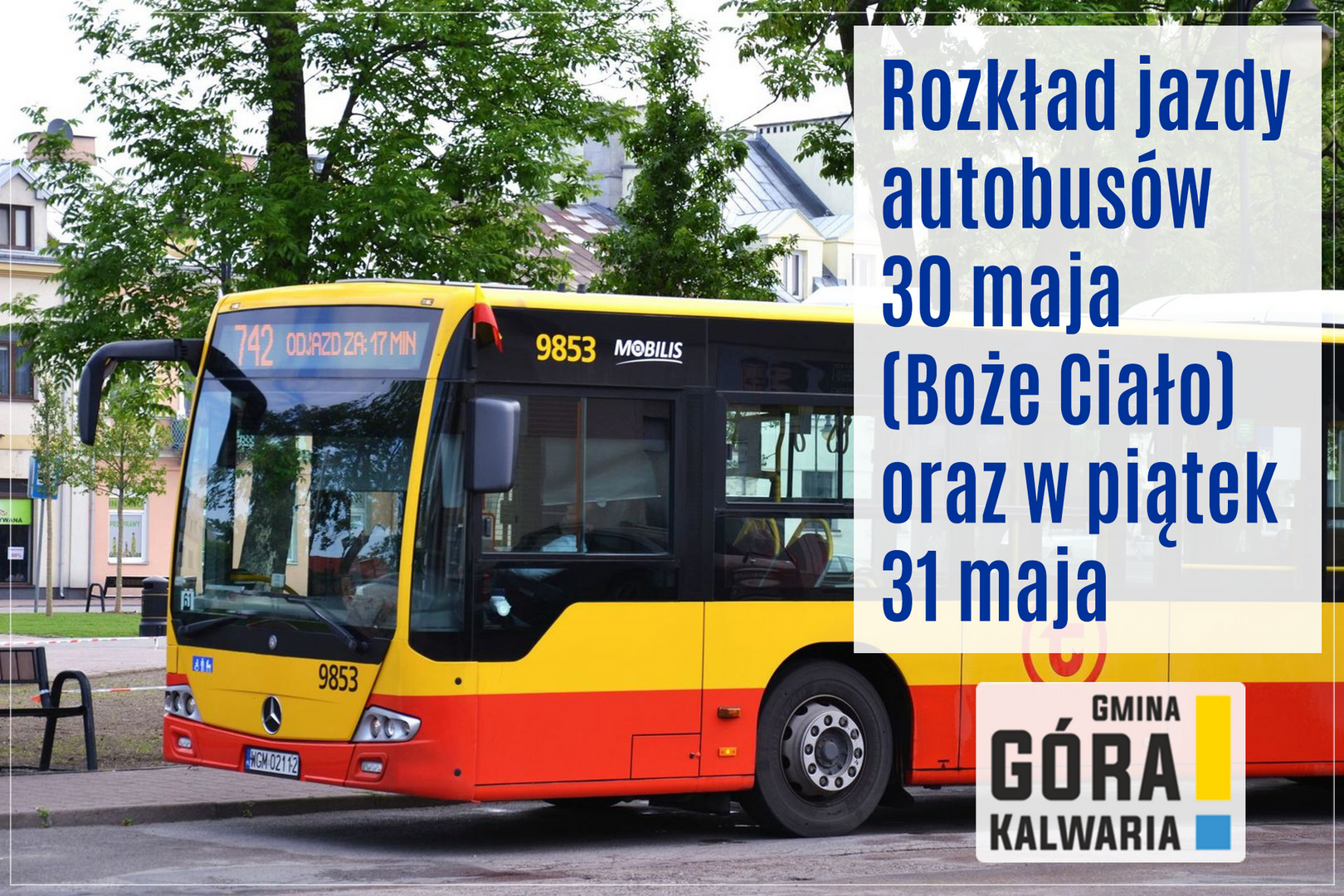 Transport publiczny w Boże Ciało i następujący po nim piątek