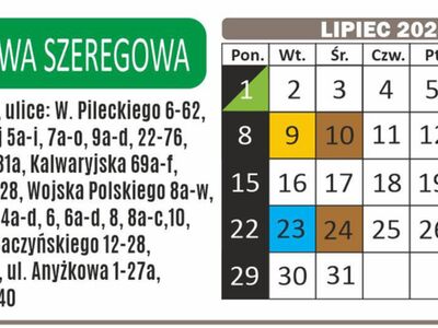 Zmiana harmonogramu odbioru odpadów dla Zabudowy Szeregowej