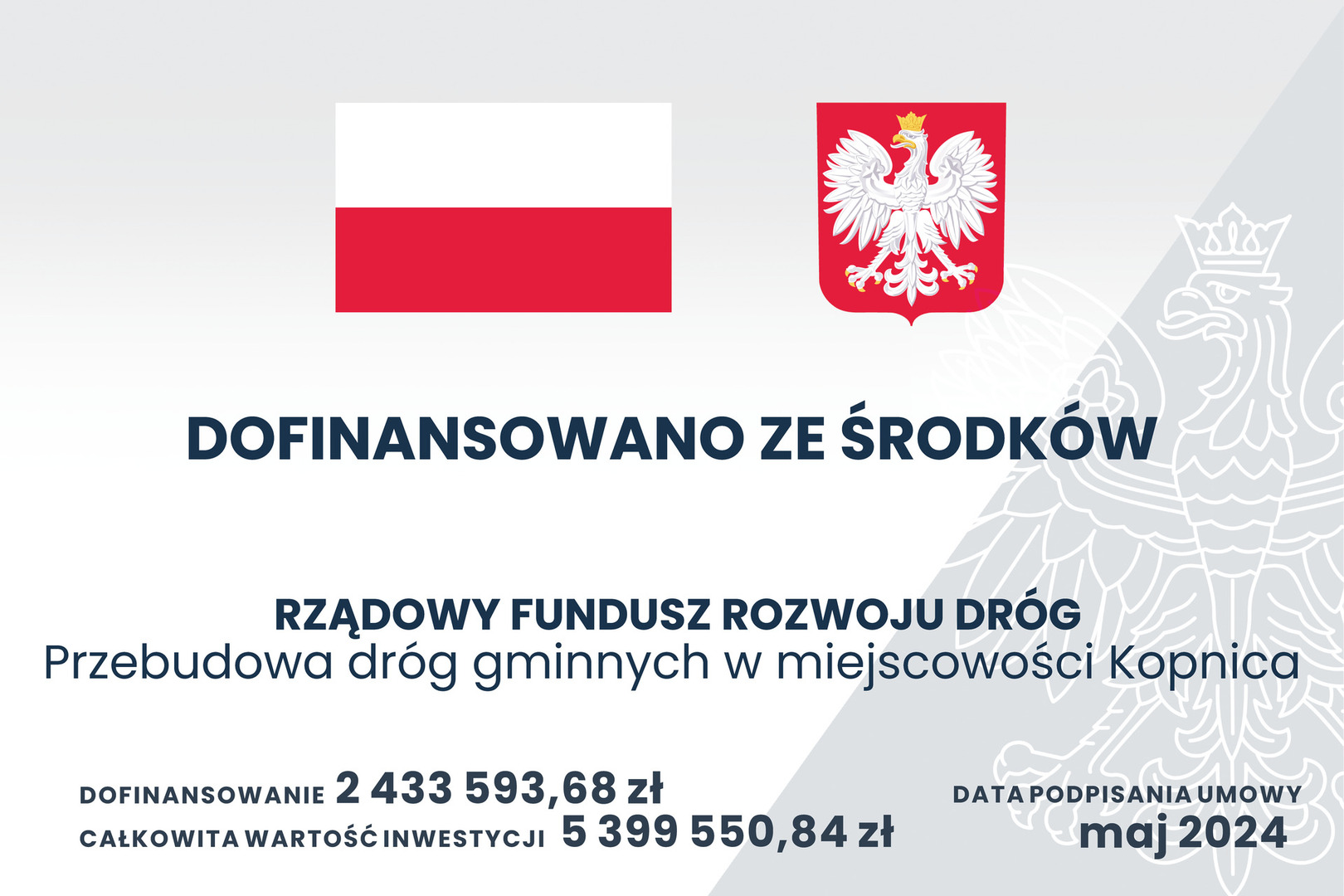 Tablica - Przebudowa dróg gminnych w miejscowości Kopnica