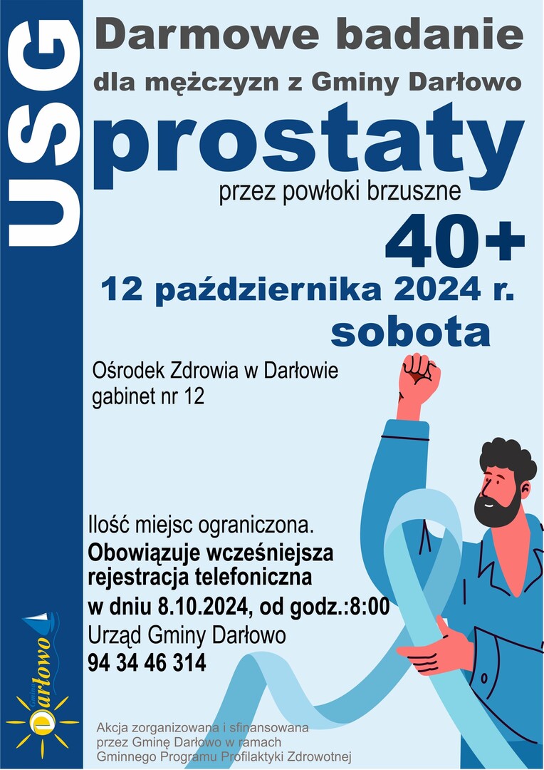 Darmowe badania USG prostaty dla mężczyzn 40+ z terenu Gminy Darłowo