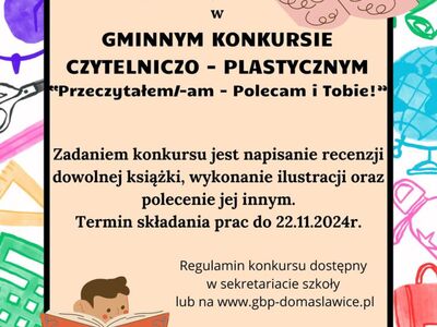 Plakat - Gminny konkurs czytelniczo-plastyczny