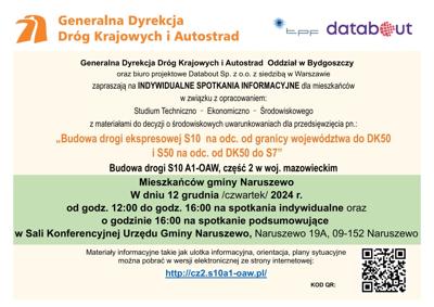 Spotkanie informacyjne w sprawie budowy drogi ekspresowej S10 w dniu 12.12.2024r.