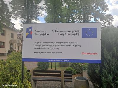 Promocja Projektu - Głęboka modernizacja energetyczna budynku Szkoły Podstawowej  w Naruszewie  w celu poprawy efektywności energetycznej