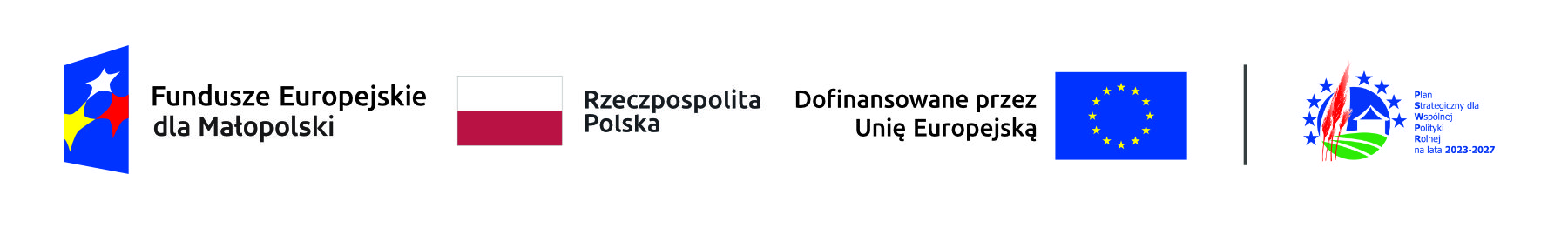 Zestaw logotypów i napisów informujących o współfinansowaniu projektu przez Fundusze Europejskie, Rzeczpospolitą Polską oraz Unię Europejską. Od lewej: logo Funduszy Europejskich dla Małopolski, flaga Polski z napisem „Rzeczpospolita Polska”, flaga Unii Europejskiej z napisem „Dofinansowane przez Unię Europejską”, pionowa linia oddzielająca, oraz kolorowe logo z gwiazdami i wstęgą z napisem „Piotr Stachowicz dla Rozwoju Polski Wschodniej na lata 2007–2013”
