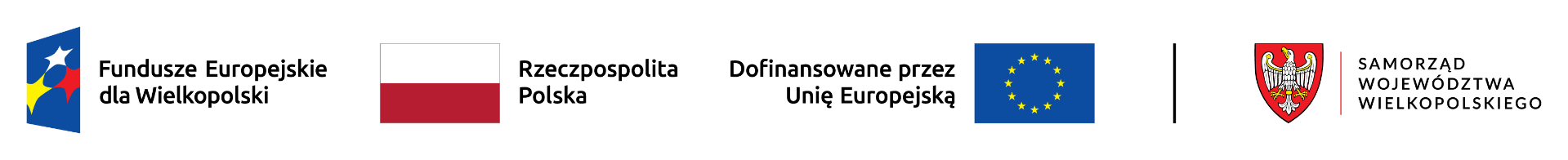 Grafika z logotypami: Fundusze Europejskie dla Wielkopolski, Rzeczpospolita Polska, Unia Europejska oraz Samorząd Województwa Wielkopolskiego.