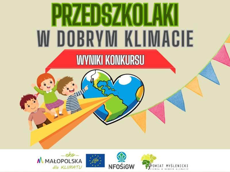 Grafika na jasnym tle, przedstawiająca kulę ziemską, serce, drzewa i dzieci, zawierająca logotypy projektu i najważniejsze założenia konkursu