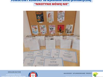 Nagrody dla laureatów Powiatowego Konkursu na wykonanie ulotki profilaktycznej