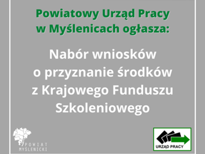 Grafika z szarym tłem informująca o naborze wniosków o przyznanie środków z KFS