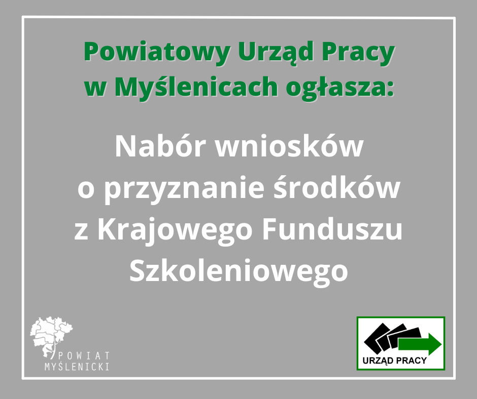 Grafika z szarym tłem informująca o naborze wniosków o przyznanie środków z KFS