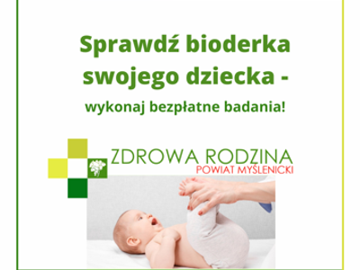 Jasnozielona grafika z logo programu Zdrowa Rodzina oraz zdjęciem niemowlaka.