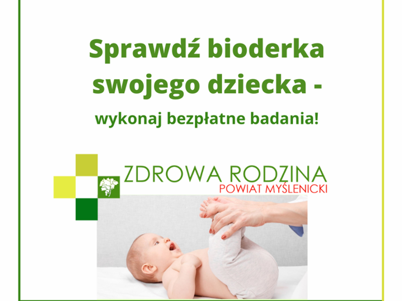 Jasnozielona grafika z logo programu Zdrowa Rodzina oraz zdjęciem niemowlaka.