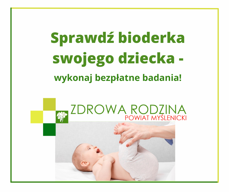 Jasnozielona grafika z logo programu Zdrowa Rodzina oraz zdjęciem niemowlaka.