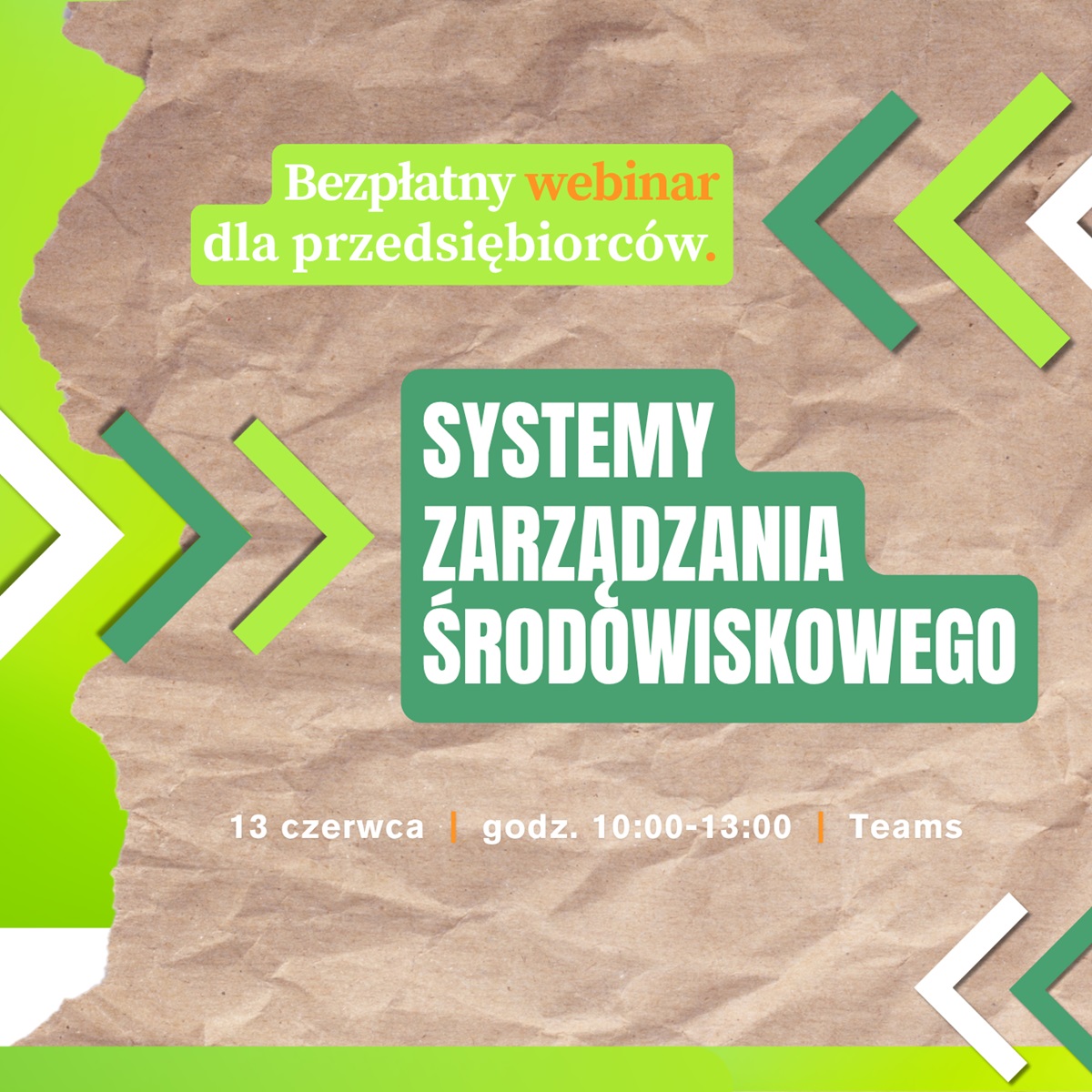 Grafika z szarym papierem jako tło oraz zielono - białymi elementami i tekstem.