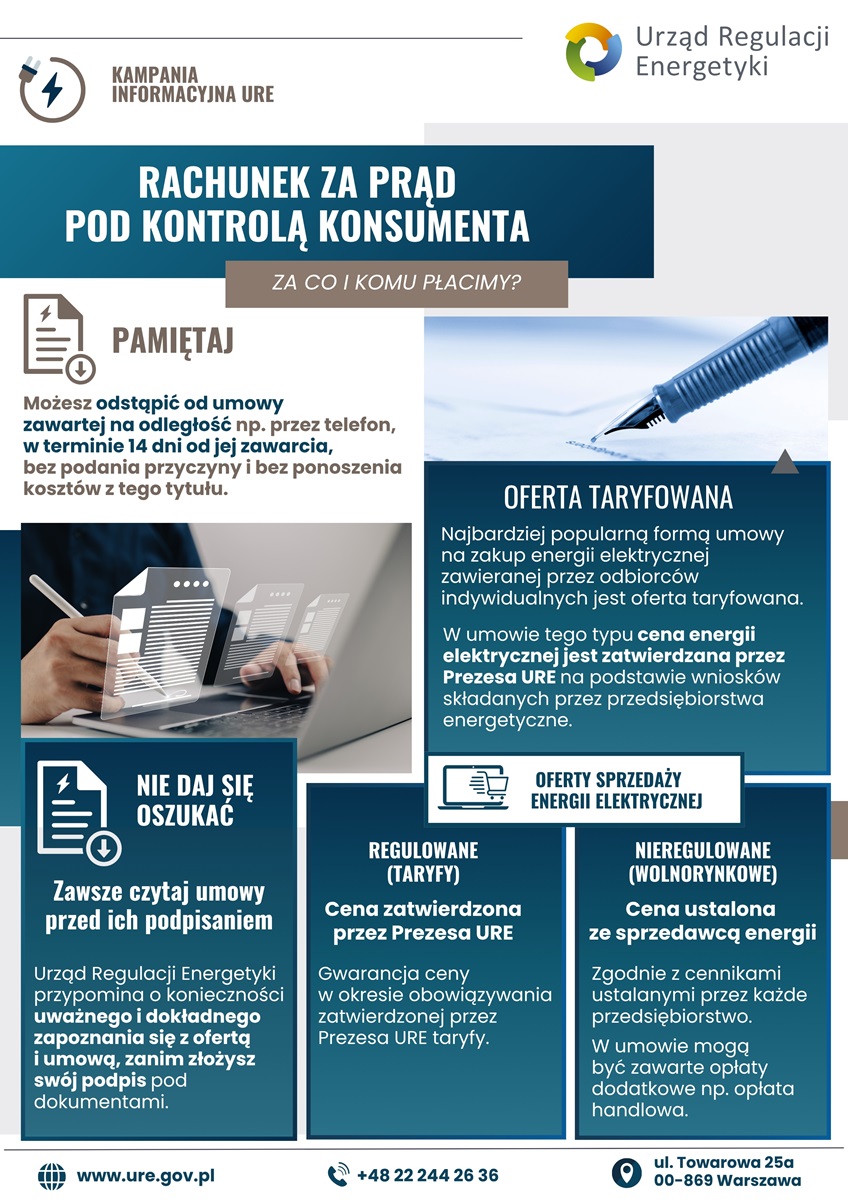 Niebiesko-biały plakat informacyjny z logo inicjatorów projektu.