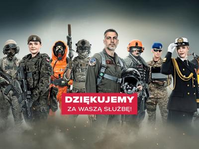 Na plakacie widoczni są żołnierze oraz logo Ministerstwa Obrony Narodowej.