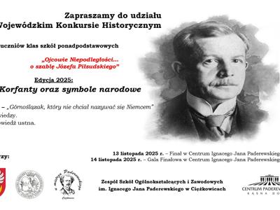 Na grafice widać wizerunek mężczyzny, a także logo organizatorów konkursu.
