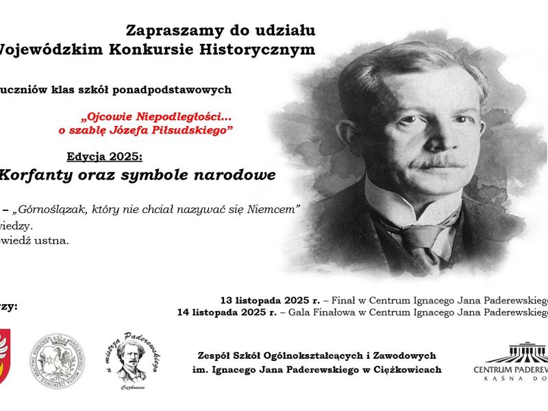 Na grafice widać wizerunek mężczyzny, a także logo organizatorów konkursu.