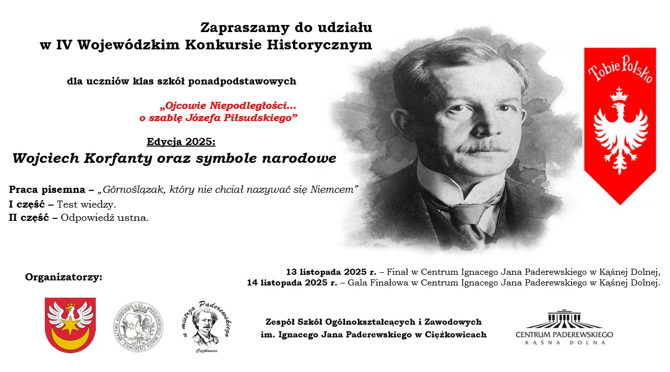 Na grafice widać wizerunek mężczyzny, a także logo organizatorów konkursu.