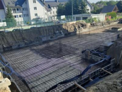 Żelbetowa konstrukcja płyty fundamentowej