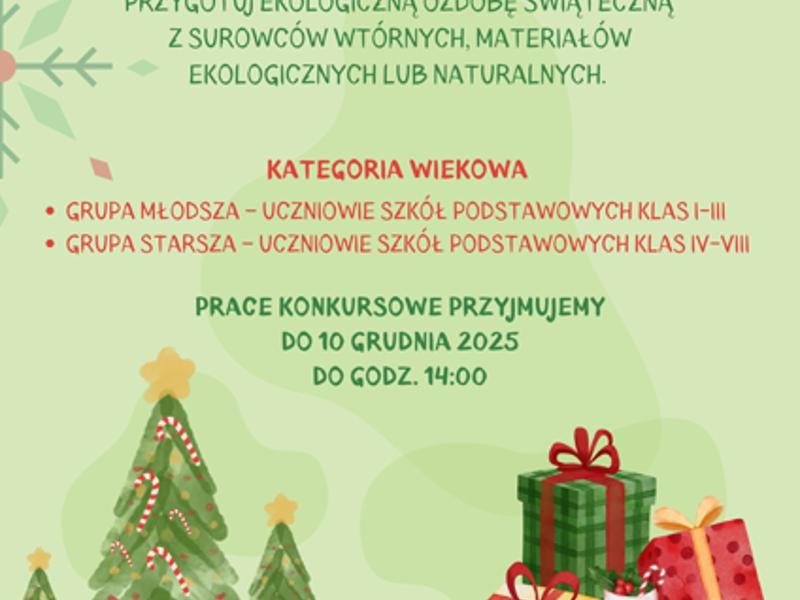 Plakat informujący o konkursie i jego zasadach z elementami graficznymi.