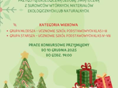 Plakat informujący o konkursie i jego zasadach z elementami graficznymi.