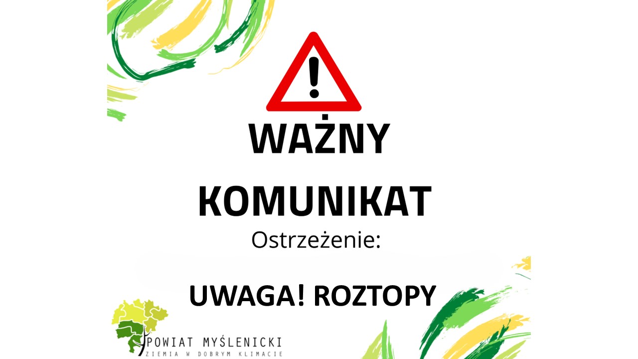 Znak ostrzegawczy dotyczący komunikatu o roztopach